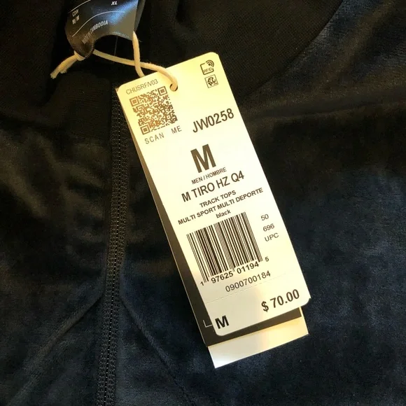 Adidas VELOUR Half Zip Track Sportswear Retro Black Sweater Men’s Size M or L - Picture 7 of 12